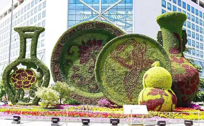 廣西南寧花瓶盤(pán)子五色草造型