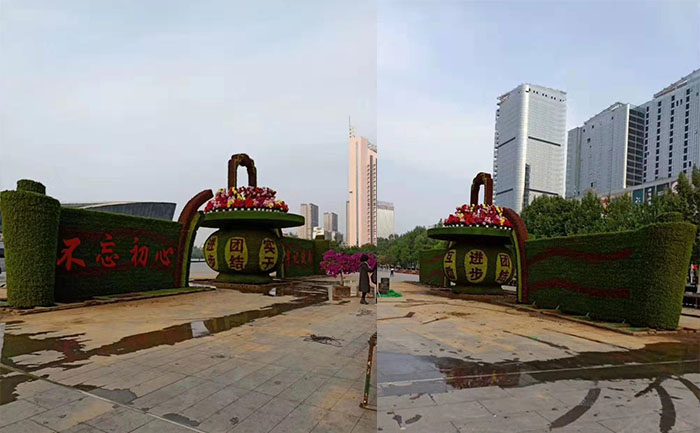 河北邯鄲國(guó)慶五色草園藝造型景觀側(cè)面照