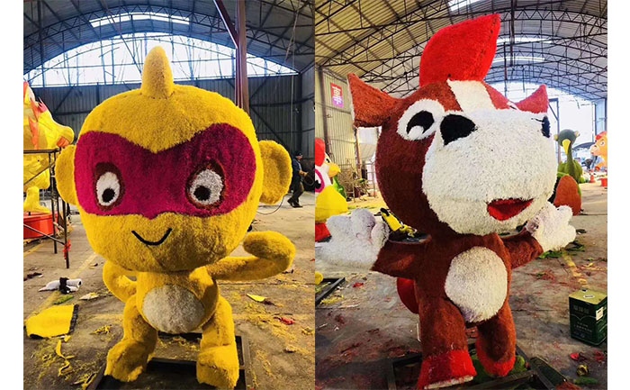 十二生肖仿真絹花卡通造型，猴子，牛